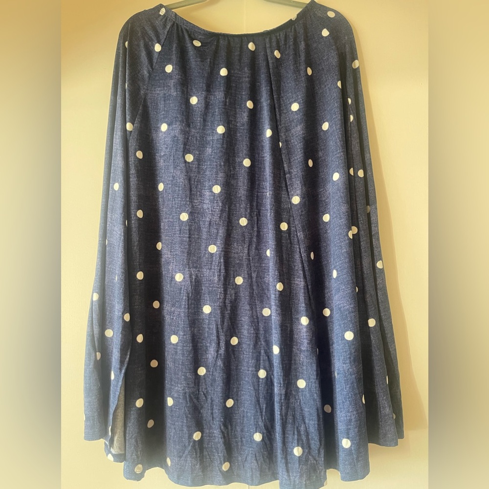 LuLaRoe Skirt Mid-Length navy blue with white polka dots